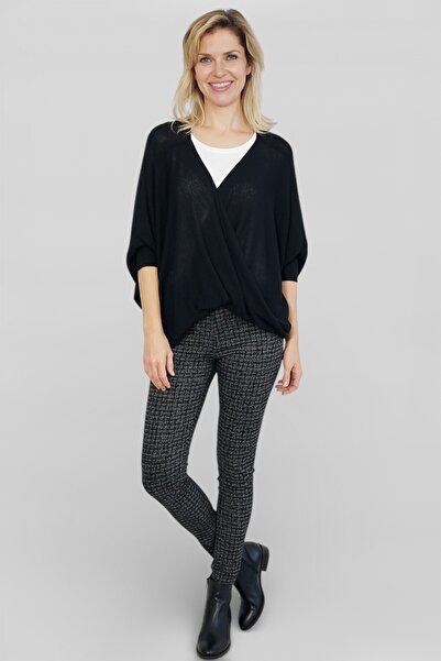 SHOPPEBUTİK Relaxed Fit Mercerized Knitwear with Degaje Collar Bohemian Chic Standard Size