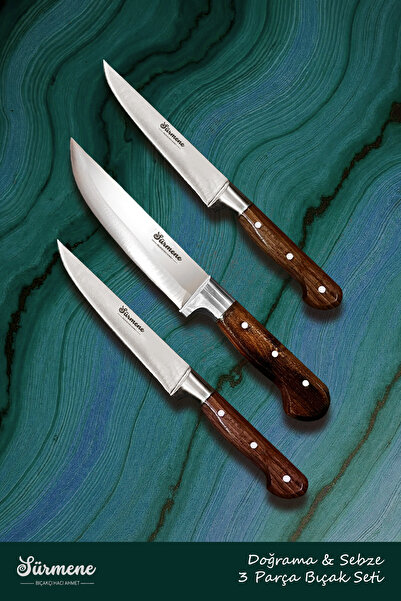 B-H-A BIÇAKÇI HACI AHMET Doğrama ve Sebze Mutfak Bıçak Seti | 3 Parça