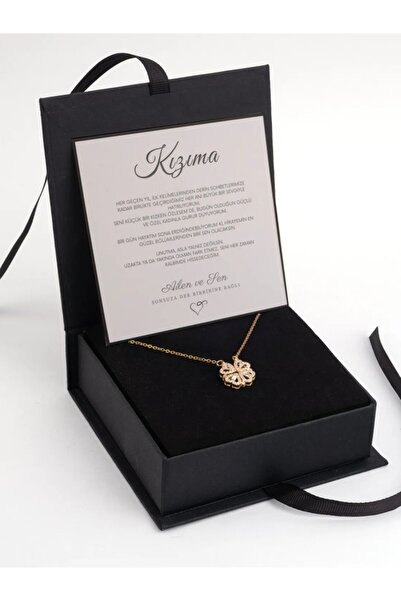 Myla "Kızıma" Yonca Çelik Kolye Anlamlı Not ve Hediye Kutusuyla