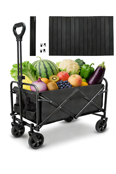 VINNYSEN 2-in-1 Collapsible Wagon Cart Tabletop, 100KG Heavy Duty Cart for Beach, Camping, Grocery & Garden