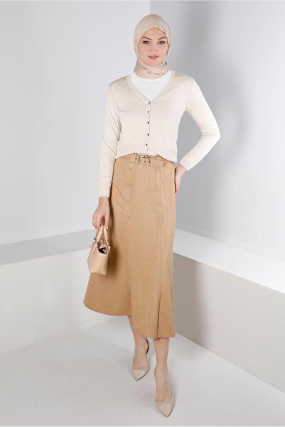 Alvina KEMERLİ DÜĞME DETAYLI ETEK 60335