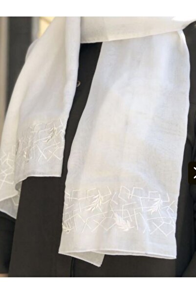 Veil Designer طرحة بيضاء بوال تطريز من الطرفين بقماش ياباني بتطريز أبيض المقاس : 60 * 190