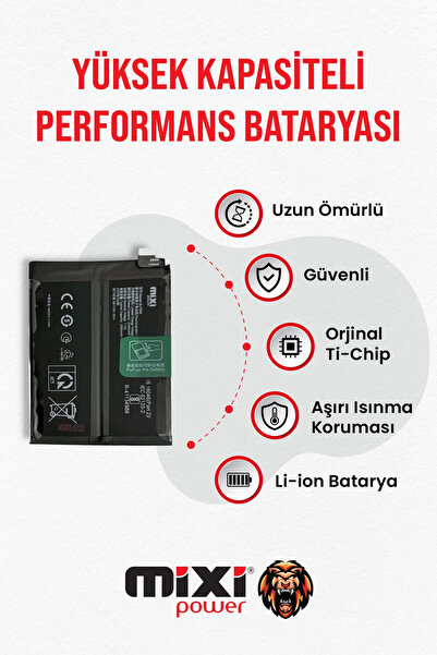 mixipower OnePlus 10 Pro Uyumlu Tam Kapasite Batarya 1 Yıl Garantili