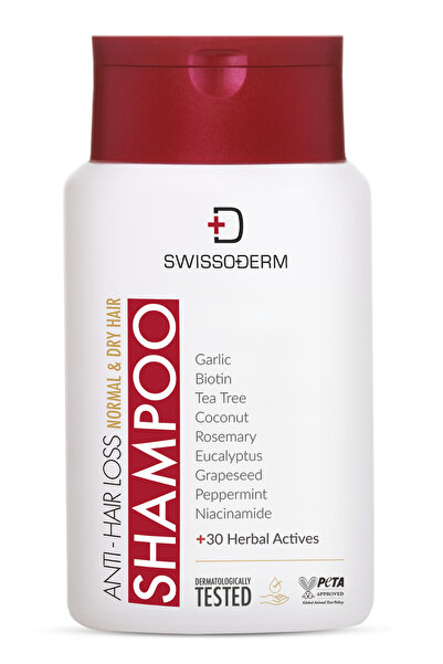 Swissoderm Dökülme Karşıtı Doğal Şampuan 300ml | Biotinli, Bitkisel Özlü, Normal-Kuru Saçlar, Uzamayı Destekler