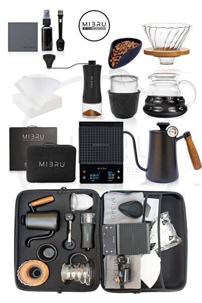 MIBRU مجموعة ماكينة القهوة V60 14 في 1 مع حقيبة أدوات القهوة