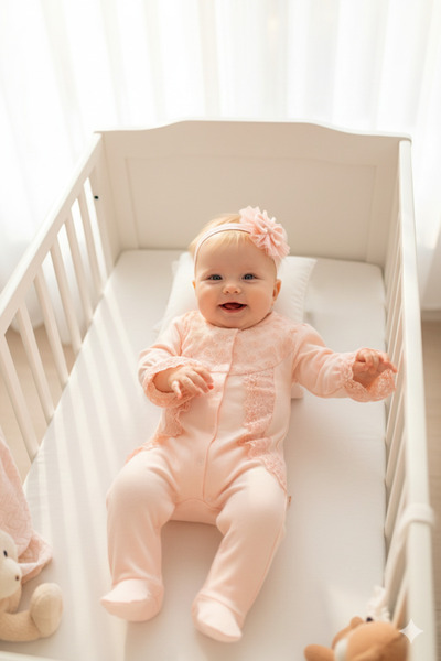 Miniday Baby Baby Girl Mevlütlük Jumpsuit with Bandana and Lace