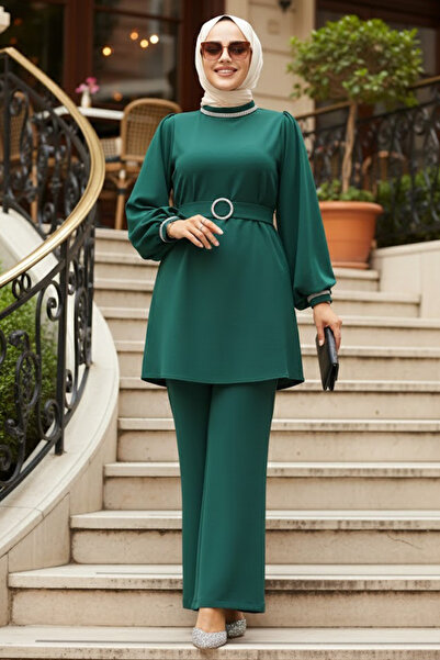 Neva Style Σμαραγδένιο πράσινο Τσόκερ Ζευγάρι Κοστούμια με Ζώνη με Πόρπη 20034ZY