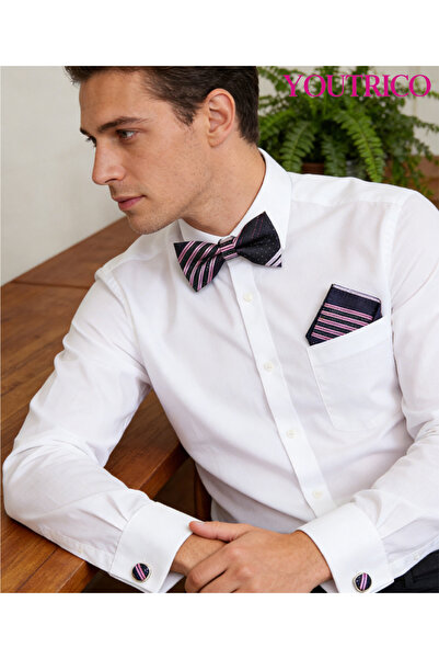 Youtrico ربطة عنق على شكل منديل بدلة - أزرار أكمام فاخرة مصنوعة يدويًا - 3 قطع