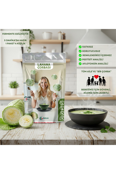 Belu Gıda Atölyesi Lahana Çorbası 60 gr (4 Porsiyon) Pestisitsiz - Bebek, Çoc...