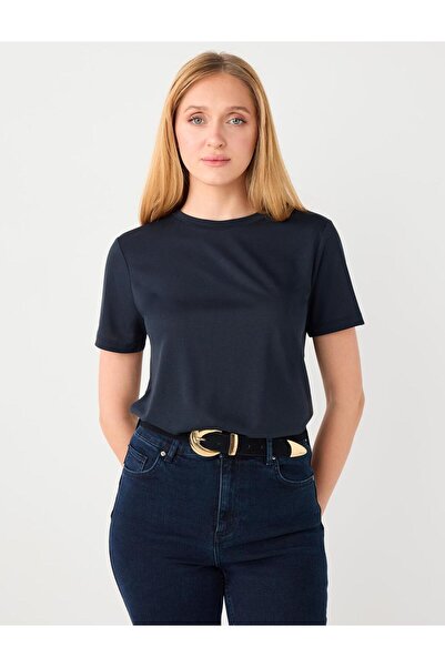 Jimmy Key Черна блуза с къс ръкав и обло деколте от модал