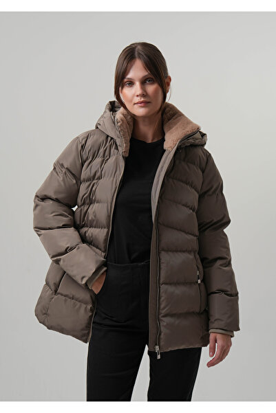 PIQUE Hooded Ribbed Women's Puffer Jacket Hande