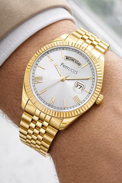 Ferrucci Function Erkek Kol Saati Gold Renk Çelik Kordon&Kasa 3 ATM Suya Dayanıklılık zmfer041