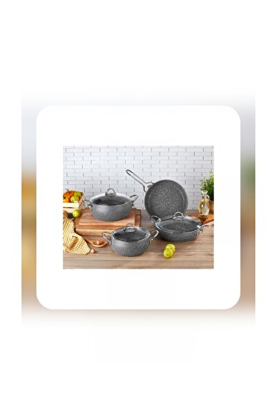 TUNA HOUSE Tencere Çeyiz Seti Tuna 7 Parça Granit Tencere Takımı Tava Karnıya...