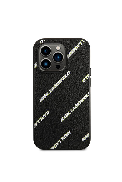 Karl Lagerfeld حافظة مرخصة متوافقة مع هاتف Iphone 14 Pro Max من جلد كارل بو ا...