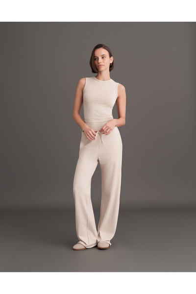 lessandromance BELİ İPLİ LOUNGE PANTOLON KREM
