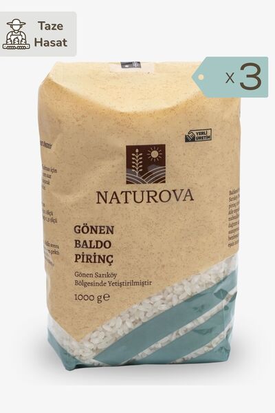 NATUROVA Gönen Baldo Pirinç 1 Kg X 3 Adet - Doğal Tarım, Yerli Tohum