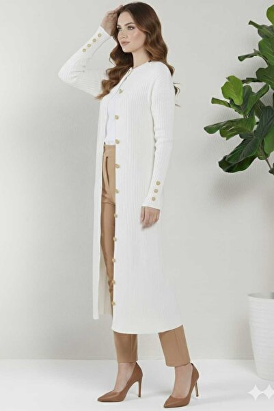 GÜLSELİ Simit Collar Long Cardigan