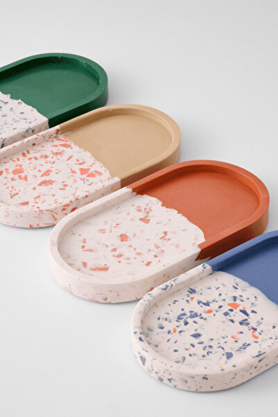 Arteo Handmade Oval Terrazzo Dekoratif Tepsi