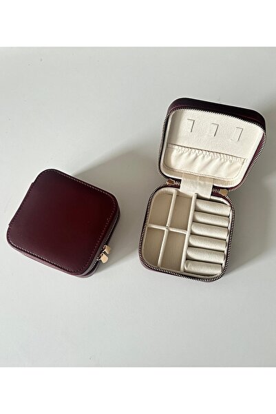 Charmist Bordo kare suni deri takı çantası