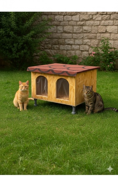 ABC Dış Mekan Xxl Su Ve Rüzgar Geçirmez Demonte Kedi Evi Sokak Hayvanları Kedi Köpek