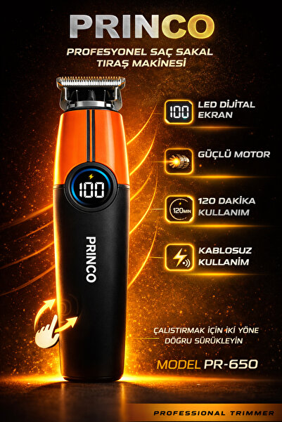 Princo ŞARJLI DOKUNMATİK DİJİTAL EKRAN ÖZEL BICAKLI SAÇ SAKAL TIRAŞ MAKİNASI