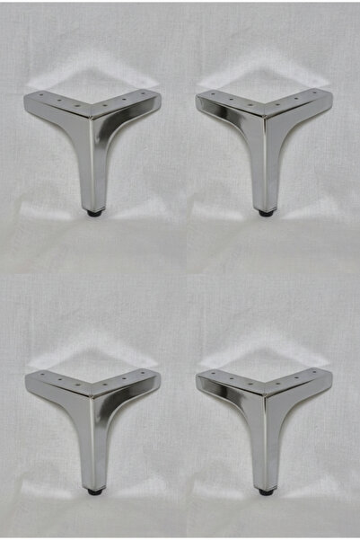 DECOVIBE Metal Krom L Ayak 12,5cm Lüks Mobilya Ayağı Kalınlık 2 MM 4'lü set