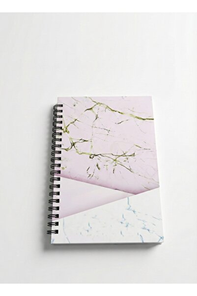 LİNOVERA دفتر خشبي مطبوع بنمط الرخام الوردي