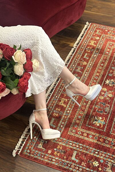 MARCATELLI Beyaz Saten Davin Platform Gelin Ayakkabısı