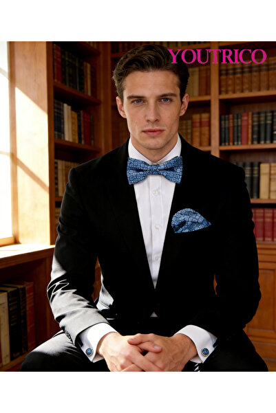 Youtrico ربطة عنق بدلة، منديل، أزرار أكمام - صناعة يدوية فاخرة، 3 قطع