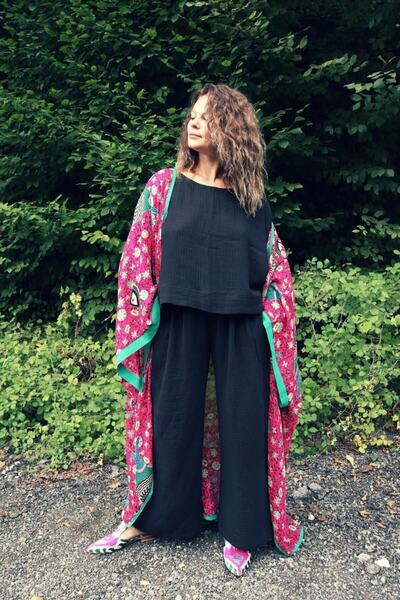 Su Koleksiyon طقم بلوزة وبنطلون موسلين سول طبيعي