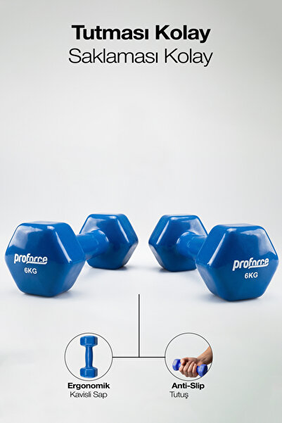 Proforce Vdb Dışı Vinil Kaplı İçi Çelik Döküm Ağırlık Tek Adet Dambıl 6 Kg