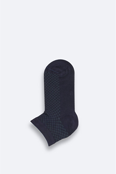 Avva Navy Blue Jacquard Men's Bamboo Booties Socks - A41y8511