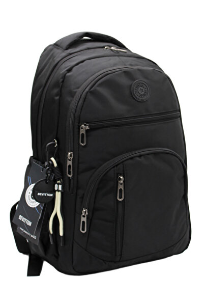Bevitton 1710 Μαύρη αδιάβροχη σχολική τσάντα Unisex καθημερινή σχολική τσάντα πλάτης