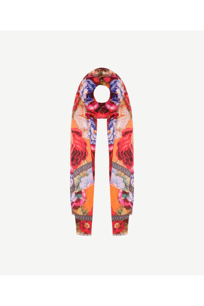 Yargıcı Çiçek Desenli Yün Şal