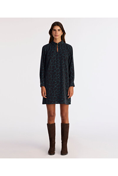 Yargıcı A Form Shirt Collar Long Sleeve Dress