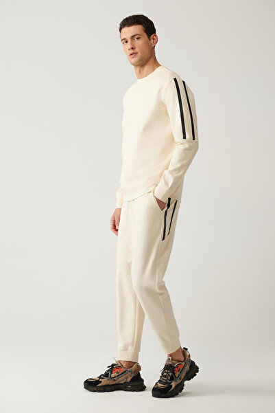 Avva Beigefarbene Herren-Jogginghose mit Schnürung in der Taille, elastisch, Bi-Stretch, reguläre Passform, A41Y3408