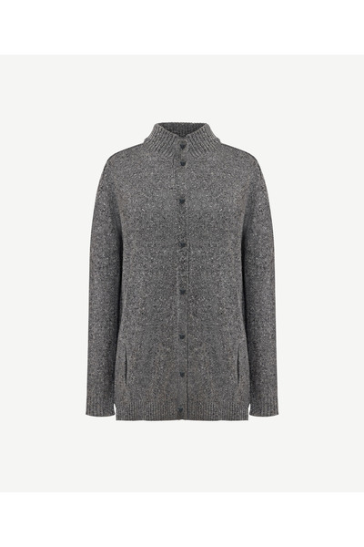 Yargıcı Regular Stand Collar Long Sleeve Cardigan