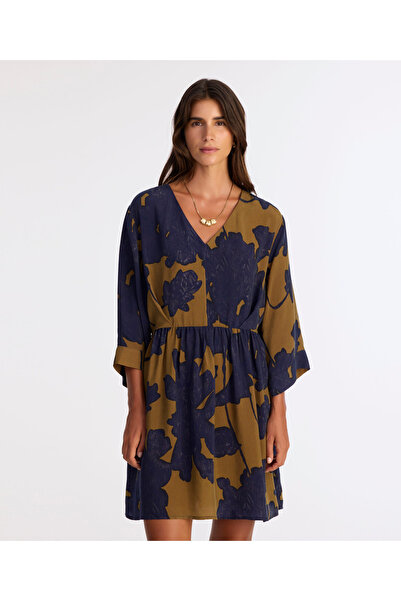 Yargıcı Loose V-Neck 3/4 Sleeve Dress