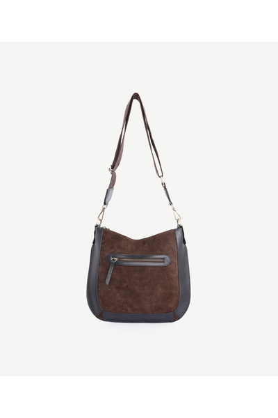 Yargıcı حقيبة كتف من جلد الغزال مزخرفة بالجلد