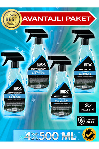 Betax 4 ADET - Araç Cam Kapı Buz Çözücü Buzlanma Önleyici Sprey 500ml X 4 Adet