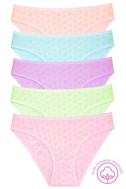 Newlilla 1501 szív 100% pamut 5 részes női bikini bugyi csomag 1501-v3