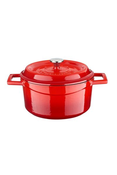 Lava Cast Iron Round Pot (Ø)20 Cm. Inner Cream, Red