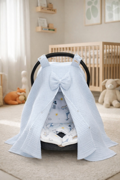 Yada Baby %100 Organik Pamuklu Kumaştan Müslin Dört Kat Bürümcük Minderli Pus...