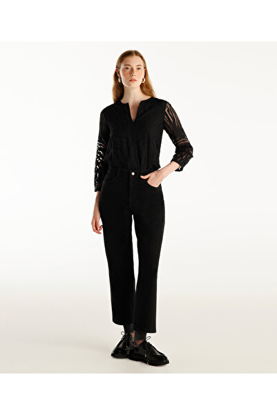 Yargıcı Geniş Bacaklı Düz Jeans Ön Cep Detaylı