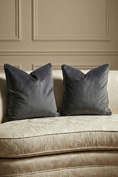 Mobpazar 2 Adet Kırlent Kılıfı Soho Antrasit Renk 43x43 cm 2 Adet