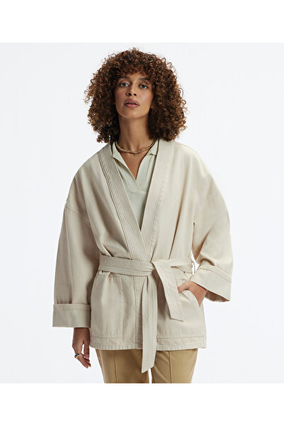 Yargıcı Kemer Detaylı Non Denim Pardösü