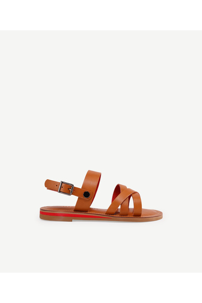 Yargıcı Renkli Astarlı Deri Sandalet