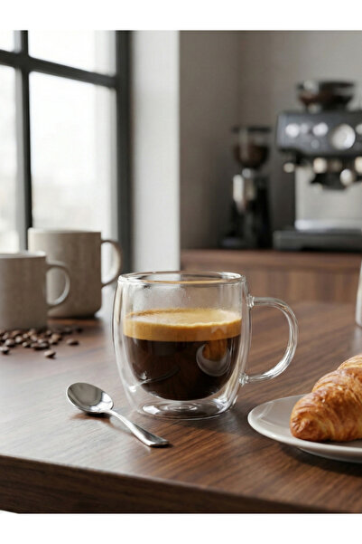 SQUALO كوب قهوة زجاج مزدوج – تصميم عصري مع مقبض مريح للاستخدام اليومي