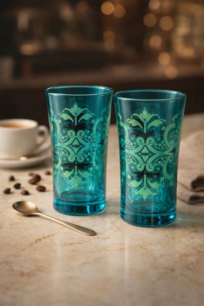 Luyano Paşabahçe 2'li Cam Kahve Yanı Su Bardak 130cc Osmanlı Motifli Koleksiy...