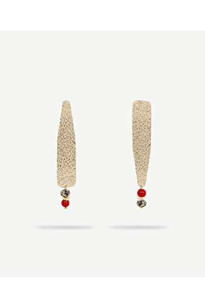 Yargıcı أقراط من الحجر الطبيعي غير متماثلة مع تفاصيل معدنية مزخرفة